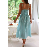 Trendsi beach midi dress with blue and white stripes and adjustable back tie detail