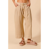 Babe Beachwear chic wide leg trousers for women in beige with high waist and side pockets