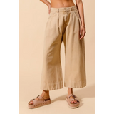 Babe Beachwear chic wide leg trousers for women in beige with high waist and relaxed fit