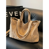 Lightweight ladies duffle bag by Babe Beachwaer in beige corduroy fabric with dual handles