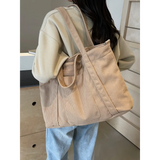 Babe Beachwaer lightweight Ladies duffle bag in beige corduroy fabric carried over shoulder