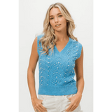 Denim Color Chevron Knit Top - Beach Babes Beachwear - Fort Lauderdale