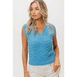 Denim Color Chevron Knit Top - Beach Babes Beachwear - Fort Lauderdale