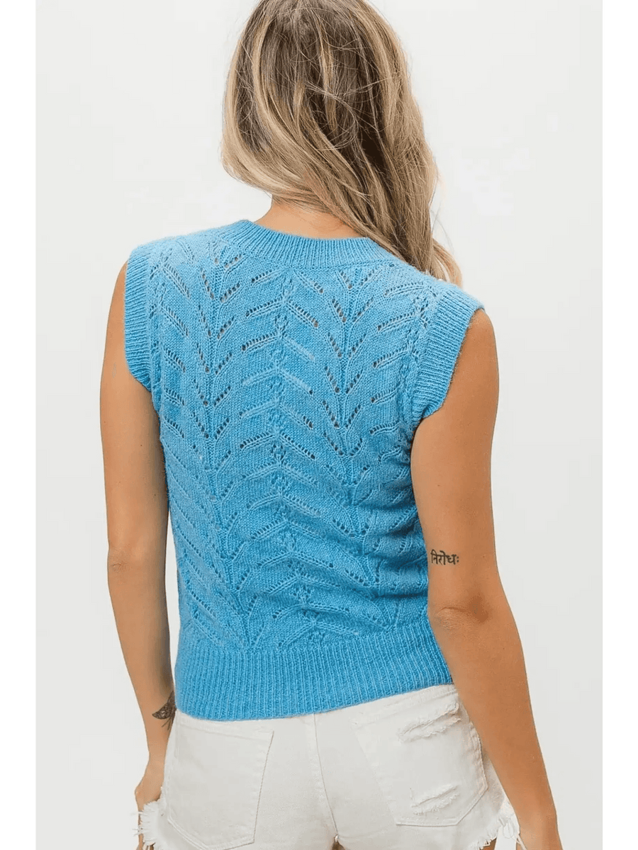 Denim Color Chevron Knit Top - Beach Babes Beachwear - Fort Lauderdale