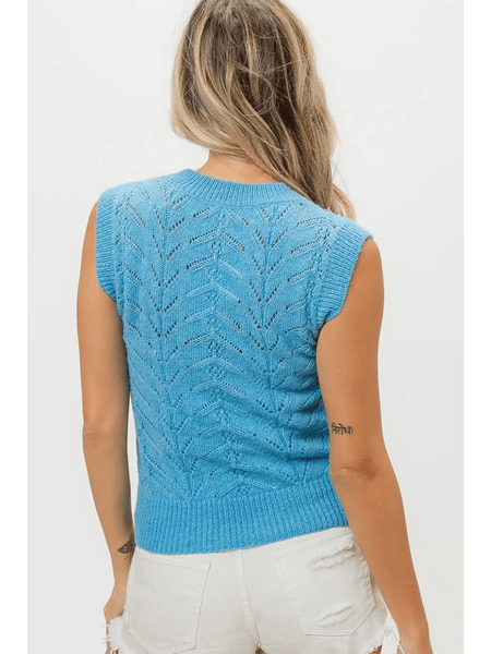 Denim Color Chevron Knit Top - Beach Babes Beachwear - Fort Lauderdale
