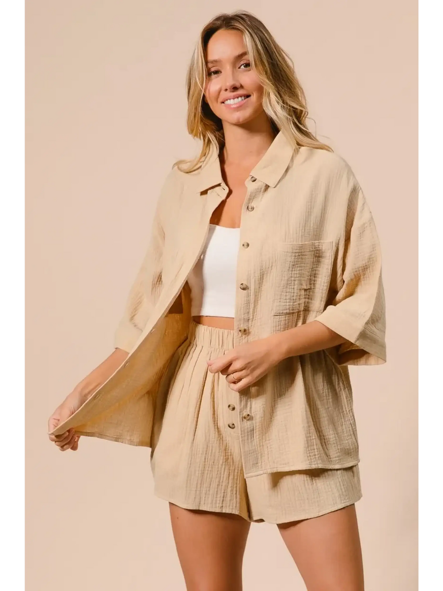 Natural Cotton Classy Short Set - Beach Babes Beachwear - Fort Lauderdale