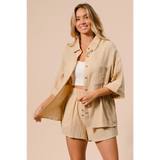 Natural Cotton Classy Short Set - Beach Babes Beachwear - Fort Lauderdale
