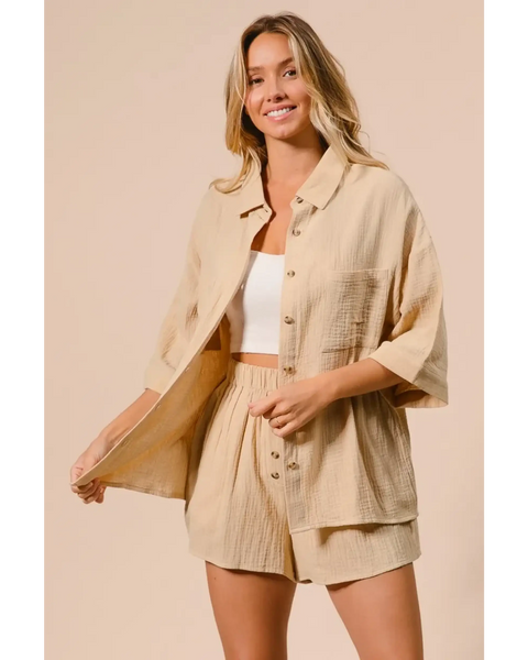 Natural Cotton Classy Short Set - Beach Babes Beachwear - Fort Lauderdale