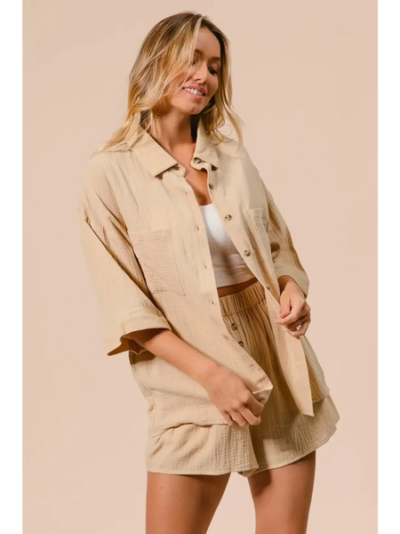 Natural Cotton Classy Short Set - Beach Babes Beachwear - Fort Lauderdale