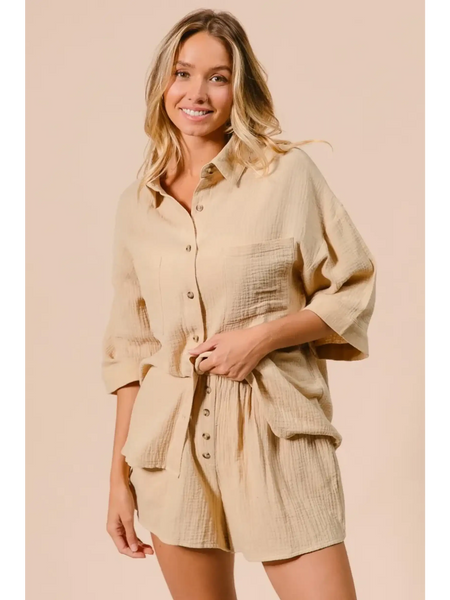 Natural Cotton Classy Short Set - Beach Babes Beachwear - Fort Lauderdale