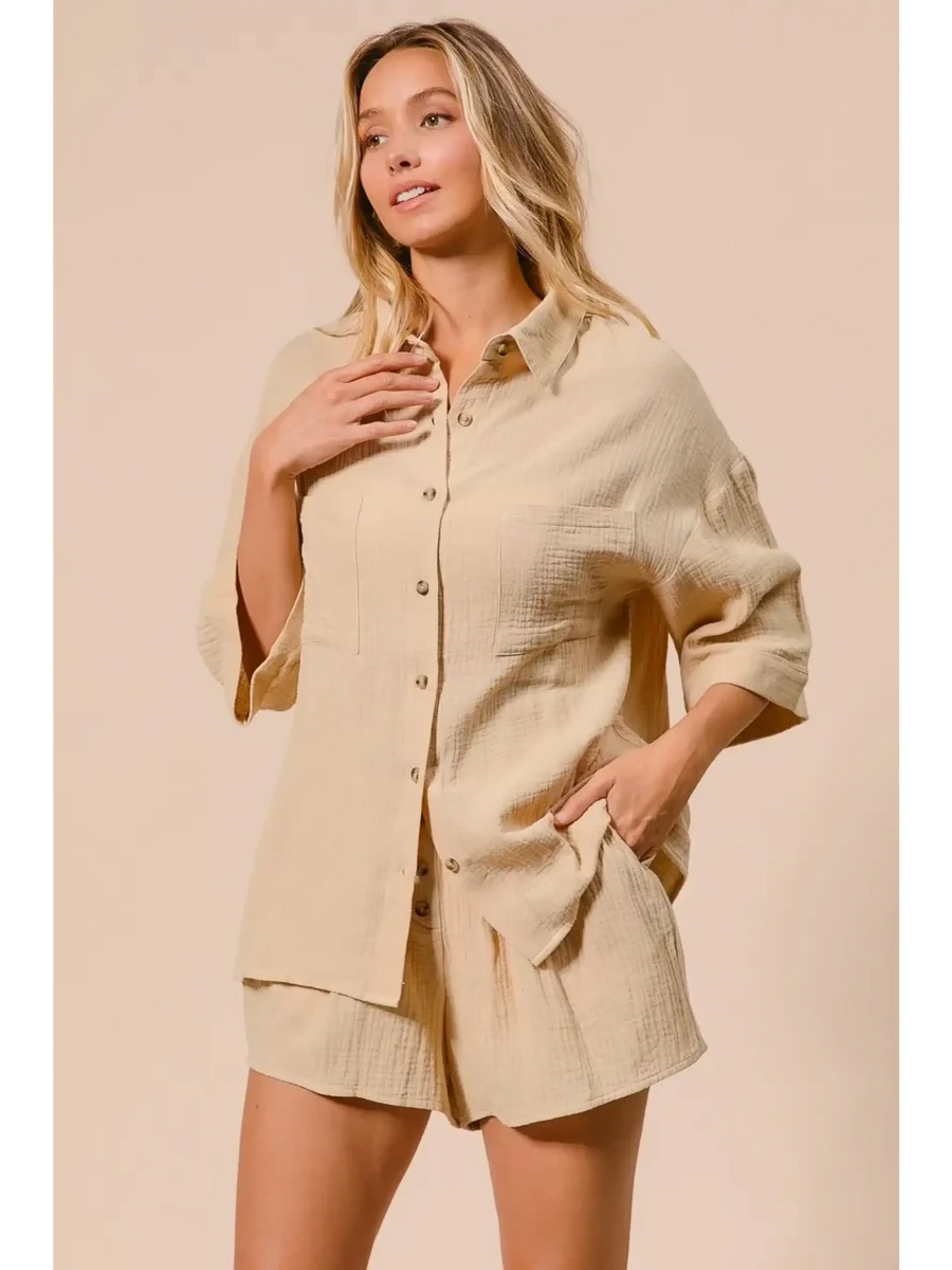 Natural Cotton Classy Short Set - Beach Babes Beachwear - Fort Lauderdale