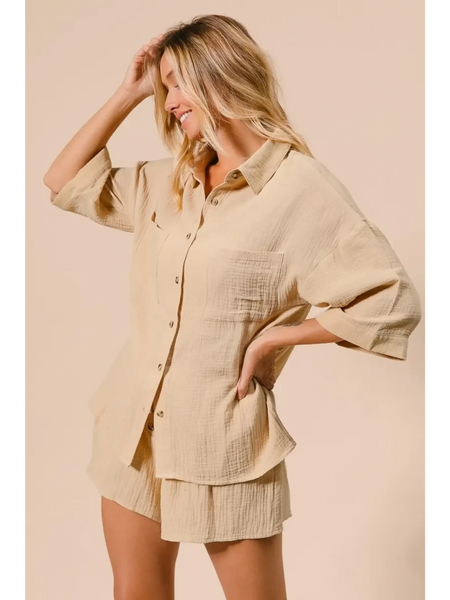 Natural Cotton Classy Short Set - Beach Babes Beachwear - Fort Lauderdale
