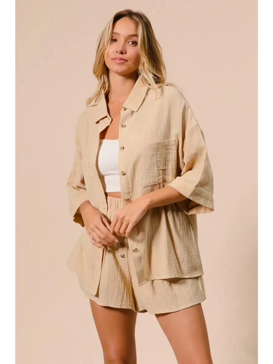 Natural Cotton Classy Short Set - Beach Babes Beachwear - Fort Lauderdale