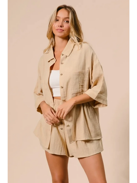 Natural Cotton Classy Short Set - Beach Babes Beachwear - Fort Lauderdale