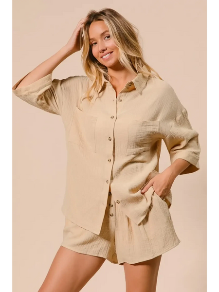 Natural Cotton Classy Short Set - Beach Babes Beachwear - Fort Lauderdale