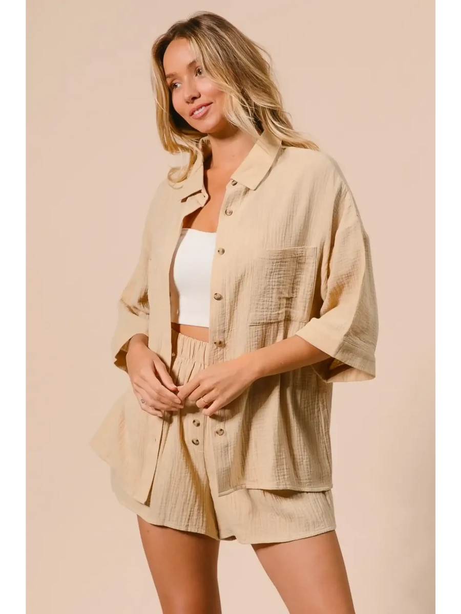 Natural Cotton Classy Short Set - Beach Babes Beachwear - Fort Lauderdale