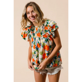 Floral Print Top with Ruffles - Beach Babes Beachwear - Fort Lauderdale