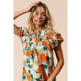 Floral Print Top with Ruffles - Beach Babes Beachwear - Fort Lauderdale