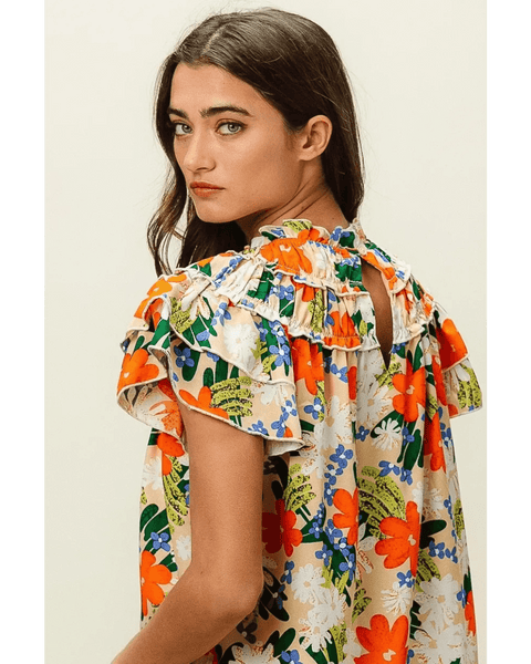 Floral Print Top with Ruffles - Beach Babes Beachwear - Fort Lauderdale