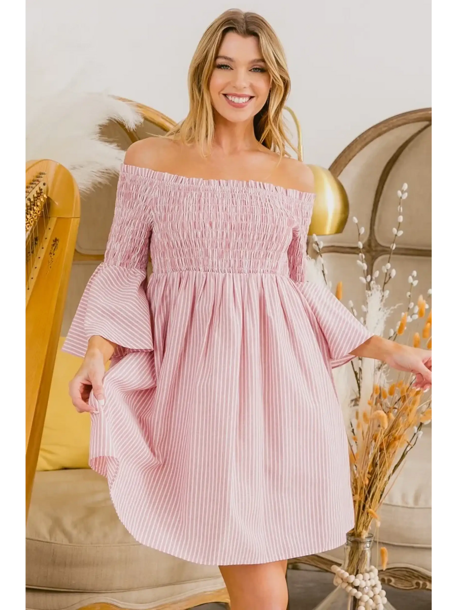 Blushing Off-Shoulder Mini Dress - Beach Babes Beachwear - Fort Lauderdale