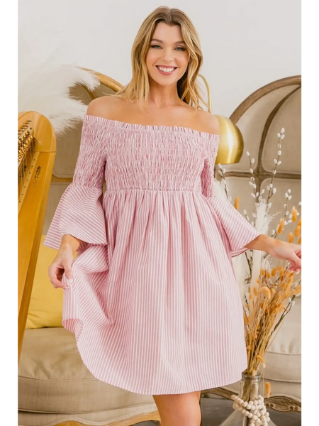 Blushing Off-Shoulder Mini Dress - Beach Babes Beachwear - Fort Lauderdale