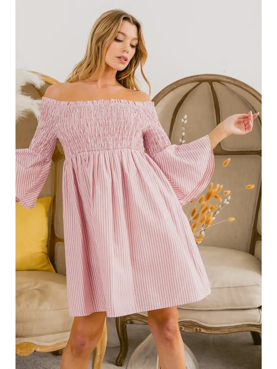Blushing Off-Shoulder Mini Dress - Beach Babes Beachwear - Fort Lauderdale