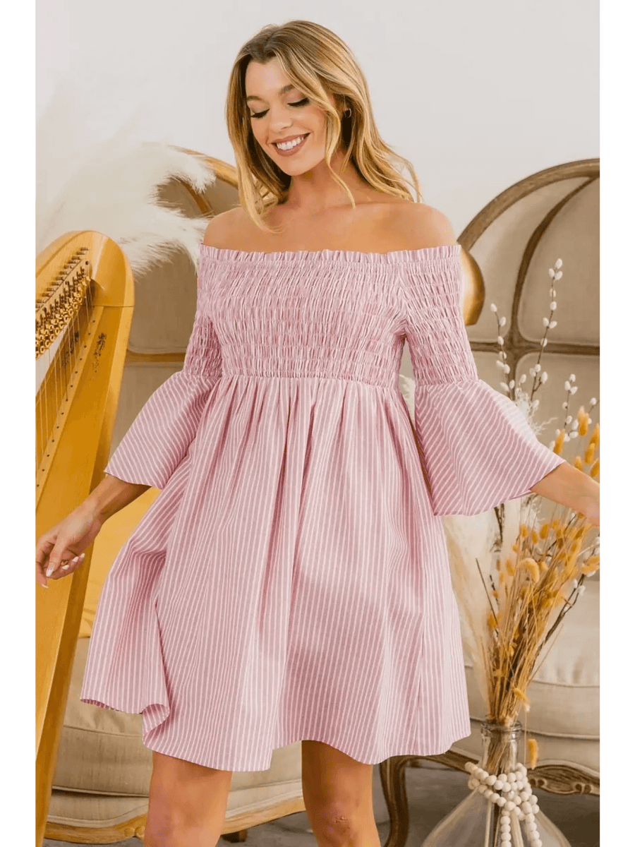 Blushing Off-Shoulder Mini Dress - Beach Babes Beachwear - Fort Lauderdale