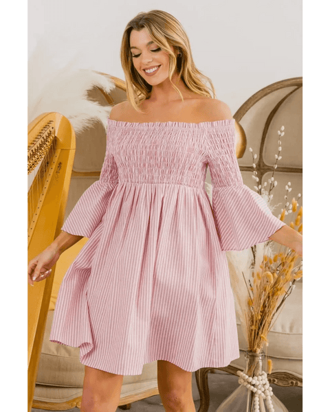 Blushing Off-Shoulder Mini Dress - Beach Babes Beachwear - Fort Lauderdale