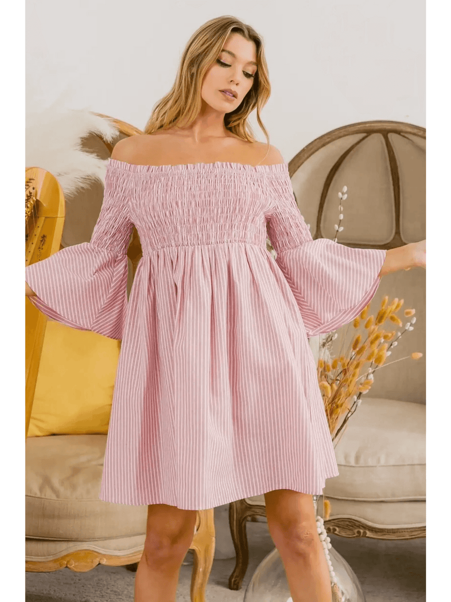 Blushing Off-Shoulder Mini Dress - Beach Babes Beachwear - Fort Lauderdale