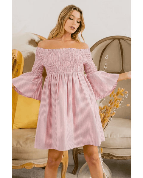 Blushing Off-Shoulder Mini Dress - Beach Babes Beachwear - Fort Lauderdale
