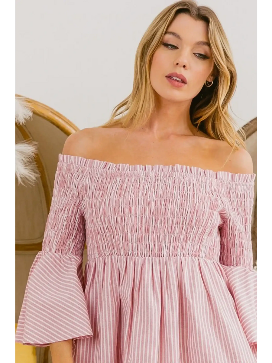 Blushing Off-Shoulder Mini Dress - Beach Babes Beachwear - Fort Lauderdale