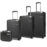 Babe Beachwear black 4 piece travel suitcase set with spinner wheels and telescopic handles