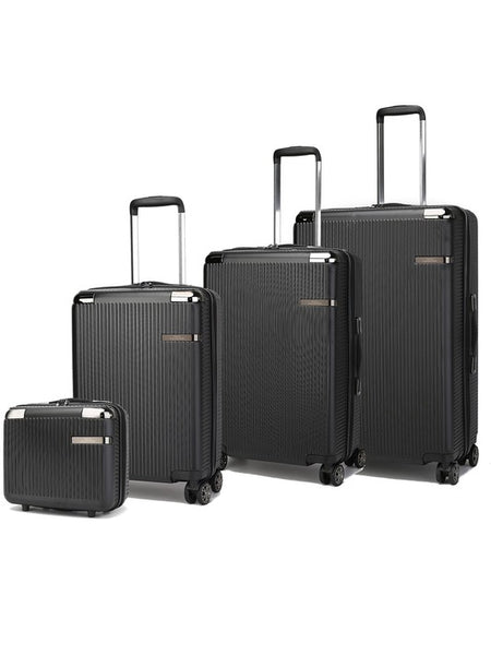 Babe Beachwear black 4 piece travel suitcase set with spinner wheels and telescopic handles
