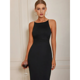 Babe Beachwear black bodycon dress for women with sleeveless design and fitted silhouette