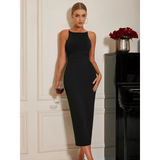 Babe Beachwear black bodycon dress for women mini dress with sleeveless design and fitted silhouette