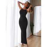 Babe Beachwear black bodycon dress for women sleeveless fitted maxi mini dress