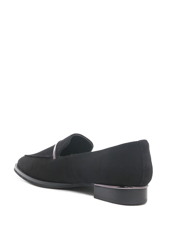 Rag Company black genuine leather loafers with sleek low heel and minimalist design