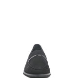 Rag Company black genuine leather loafers front view with sleek design and smooth finish