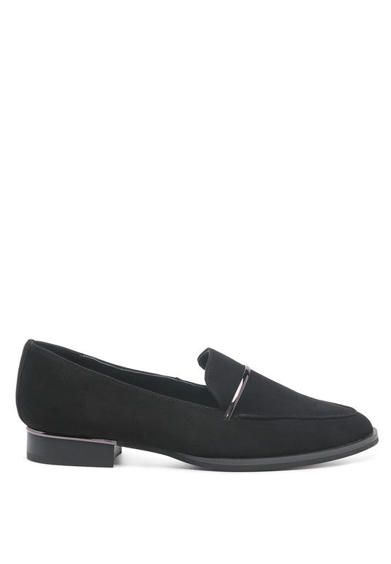 Rag Company black genuine leather loafers with sleek design and low heel for stylish comfort2