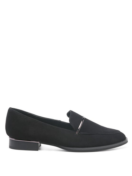 Rag Company black genuine leather loafers with sleek design and low heel for stylish comfort2