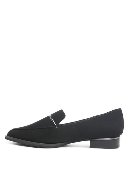 Rag Company black genuine leather loafers with sleek design and low heel for stylish comfort