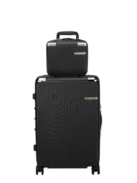 Babe Beachwaer Hard Case 2 Piece Carry On Luggage set in black with textured surface and top handle
