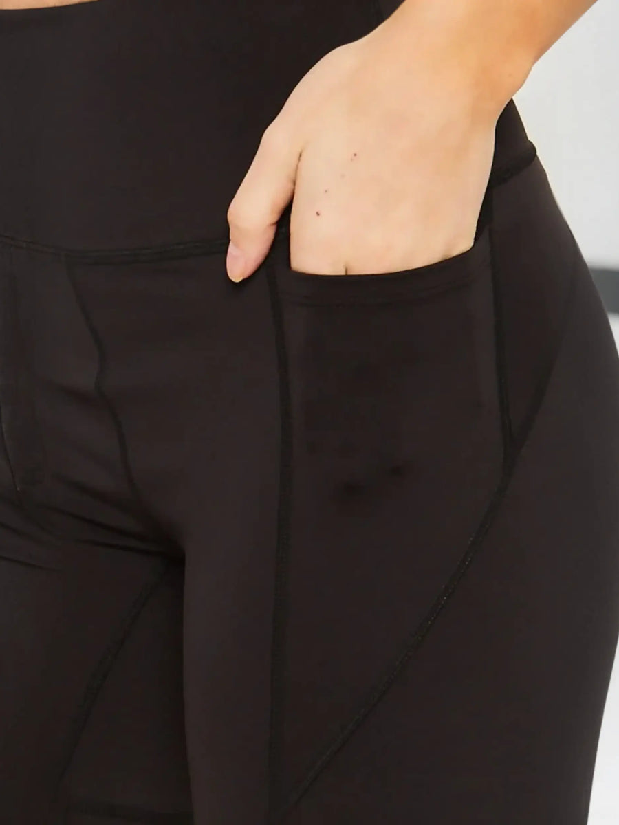 Trendsi black high waist summer shorts with side pocket detail on active shorts
