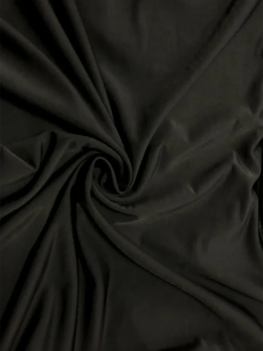 Beach Babes fabric close-up in black for black long sleeve two piece swimsuit design