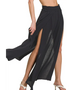 Trendsi black maxi skirt for resort wear with high slits and elastic waistband