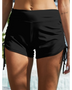 Beach Babes black swim shorts styled as tankini swim bottoms for women with side ties