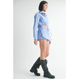 Affordably Stylish Blue & White Beach Shorts - Resort Wear 2025 - Beach Babes Beachwear - Fort Lauderdale