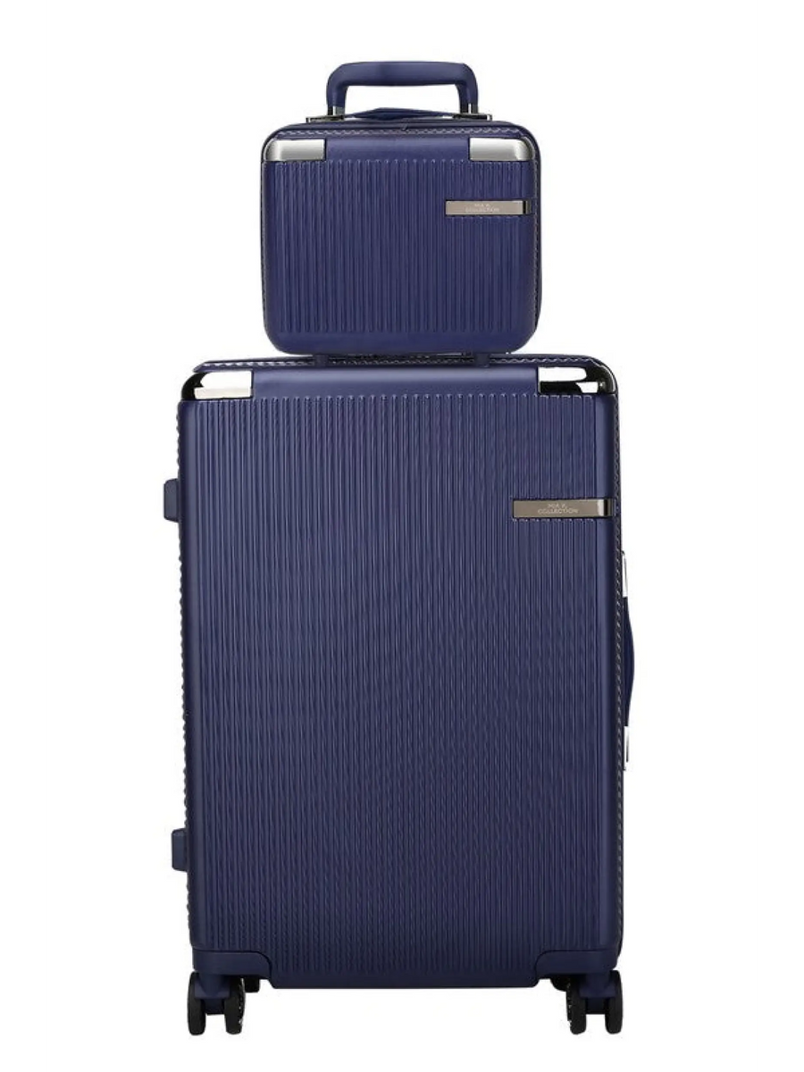 Babe Beachwear navy blue Hard Case 2 Piece Carry On Luggage with textured surface and wheels