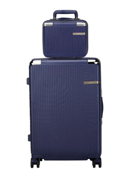 Babe Beachwear navy blue Hard Case 2 Piece Carry On Luggage with textured surface and wheels