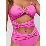 Trendsi blue one piece swimsuit with cutouts featuring starfish accents and adjustable straps